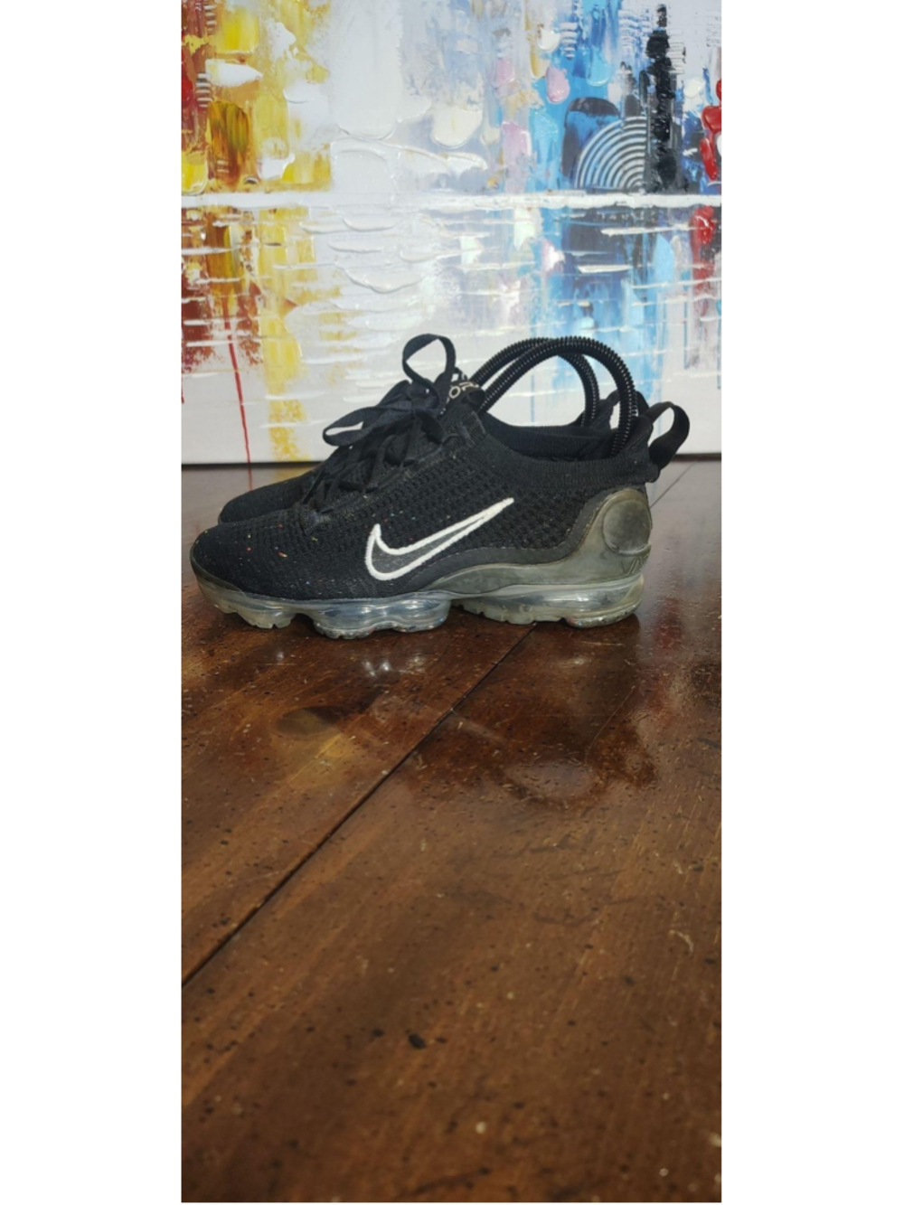 Nike Air VaporMax 2021 FK Shoes Womens Size 6 Black Knit Sneakers DC4112-002